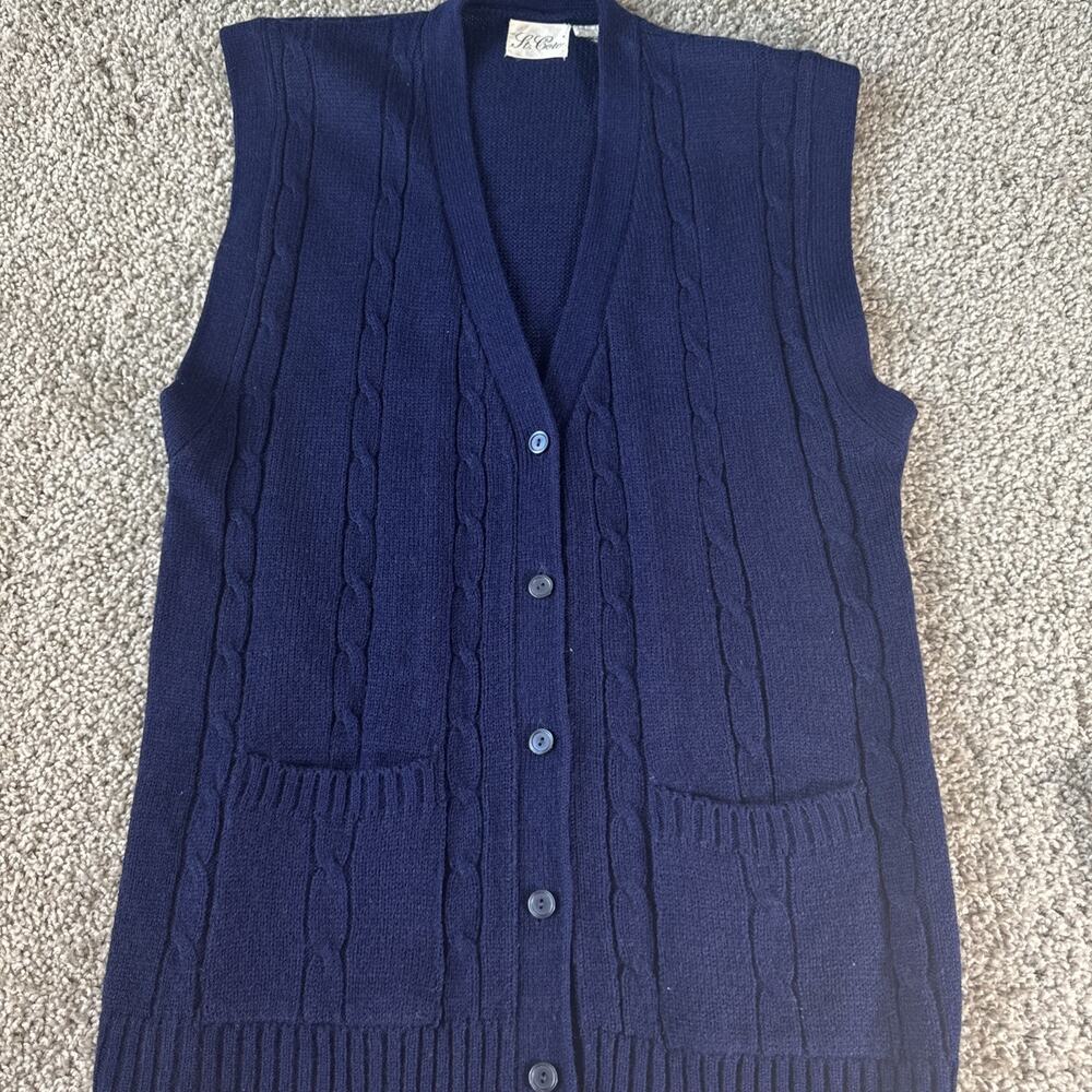 Vintage Women's Sweater Vest Size Small/Medium Blue Navy Wear